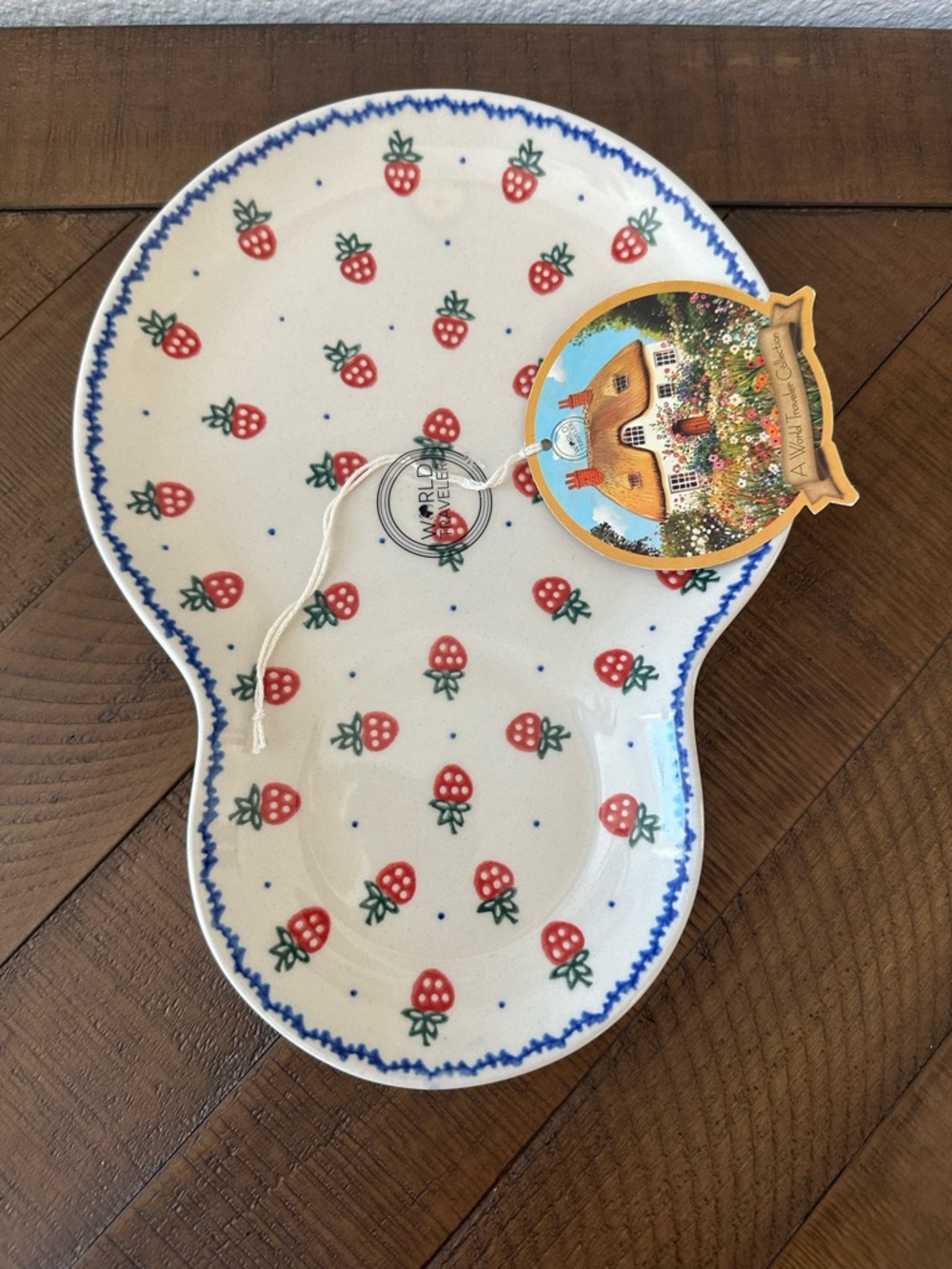 Polish Pottery Strawberry Double Snack Plate - Red/Green